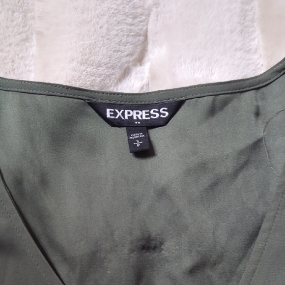 Express Women's Sage Green Blouse with Zipper - Picture 3 of 4